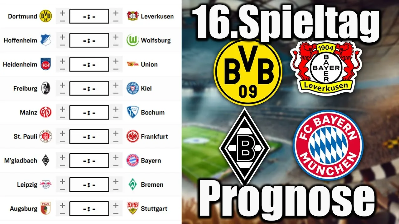 Prévisions 16ème journée de Bundesliga 24/25 | Tous les jeux & astuces !