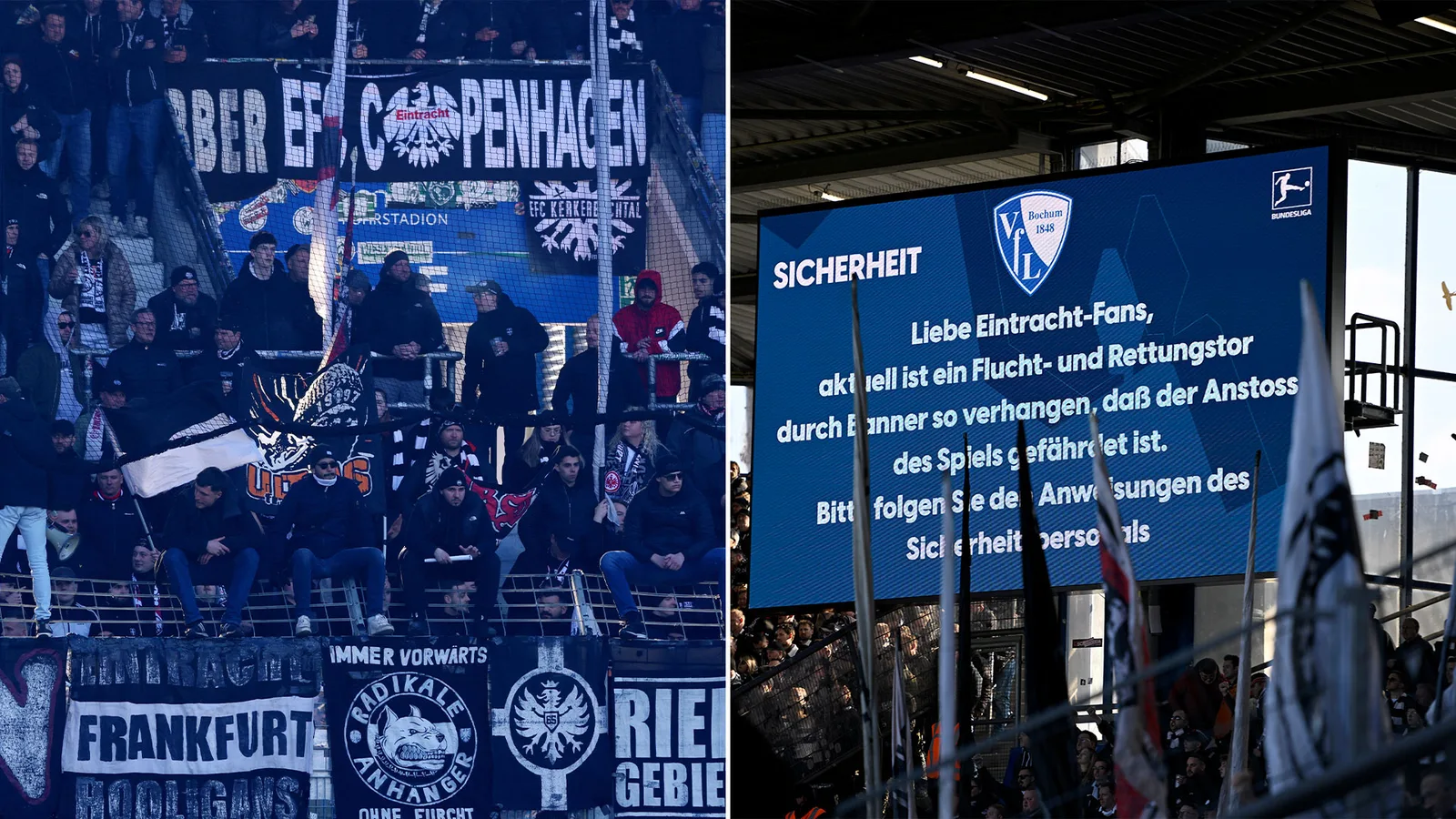 Le choc de Bundesliga est retardé de près d’une heure de rang sur les bannières des ultras en tant qu’annonceur du stade demande de l’aide