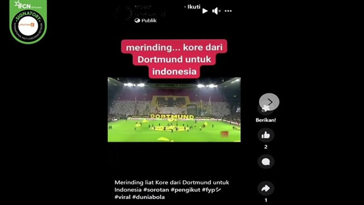 Vérification des faits : ce n’est pas vrai dans cette vidéo. Chorégraphie des supporters du Borussia Dortmund pour l’Indonésie