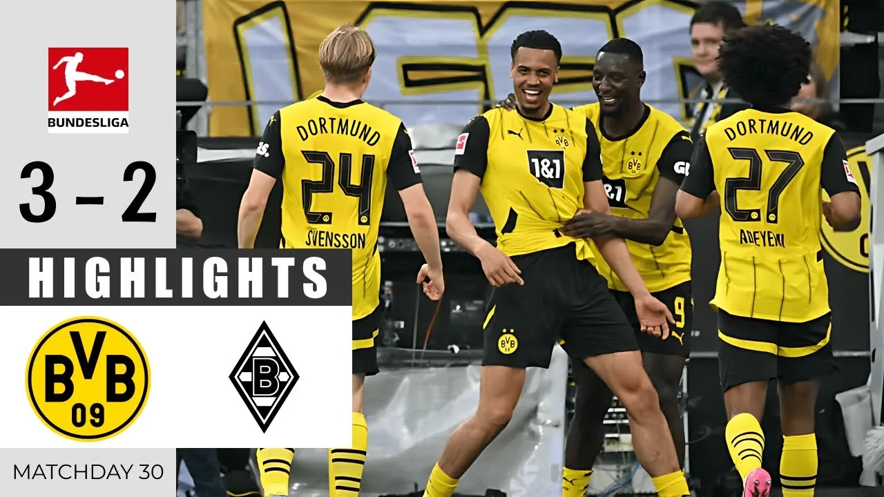 Dortmund contre le Borussia M’gladbach 3 – 2 | Faits saillants et objectifs | Bundesliga 2024/25