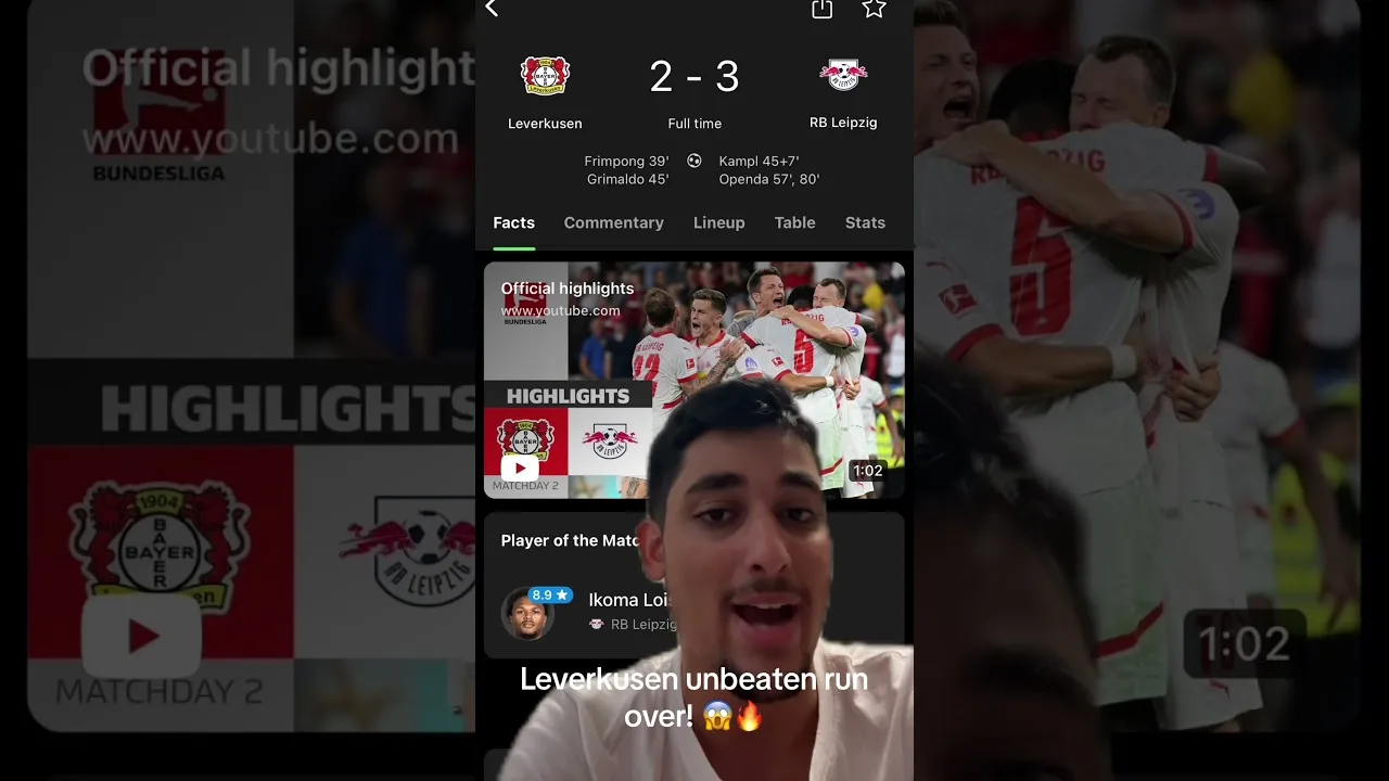 Unbelievable result! #futbol #soccer #bayerleverkusen #leipzig #shock #bundesliga