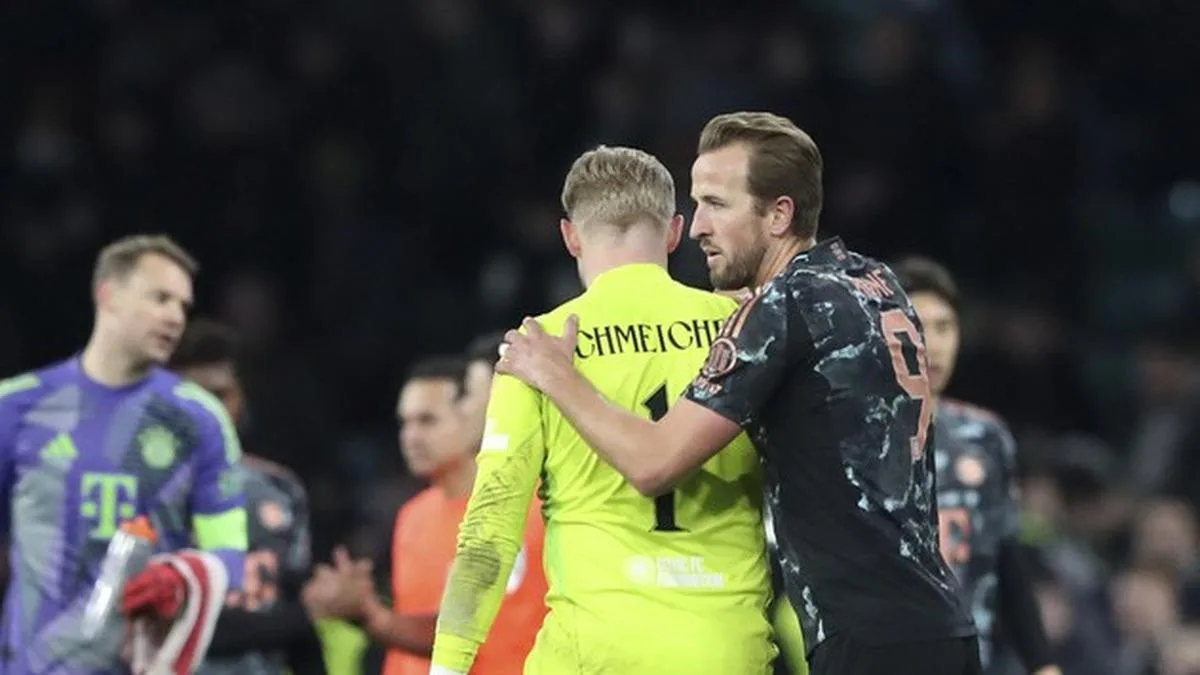 Des buts marquant lorsque le Bayern Munich Ciles Celtic, Harry Kane a fait le but de Kasper Schmeichel