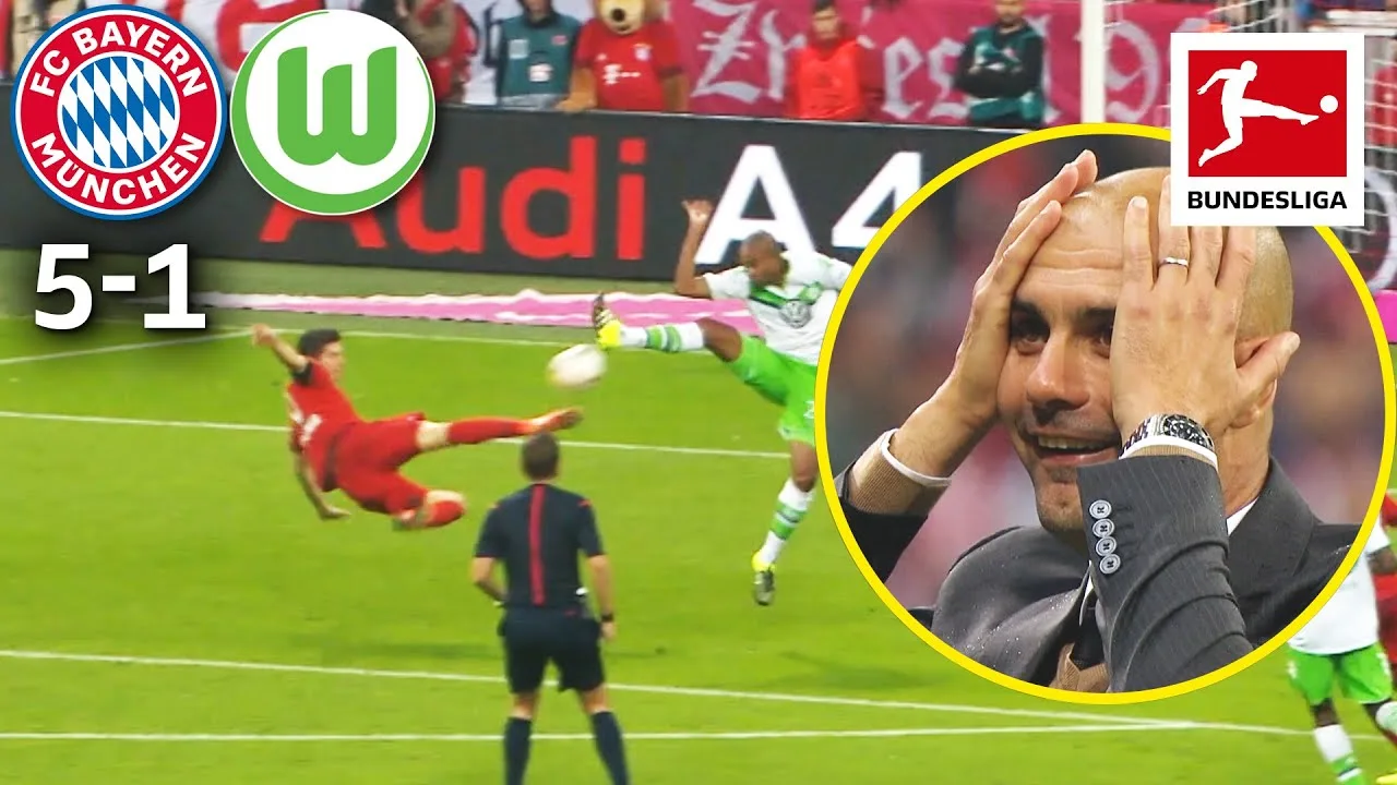 5 buts en 9 minutes – Le spectacle légendaire de Lewandowski | Bayern Munich contre VfL Wolfsbourg