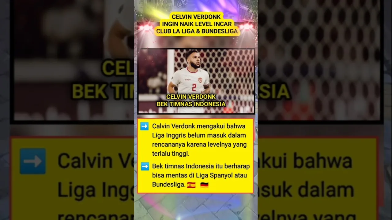 CELVIN VERDONK VEUT MONTER UN NIVEAU EN CIBLANT LA LIGA OU LE BUNDESLIGA CLUB