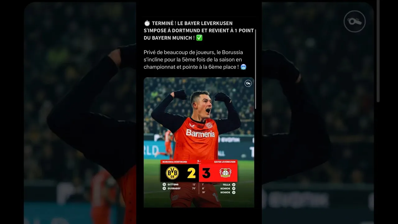 React a la défaite de Dortmund 3-2 #dortmund #leverkusen #bundesliga #football #react #reaction