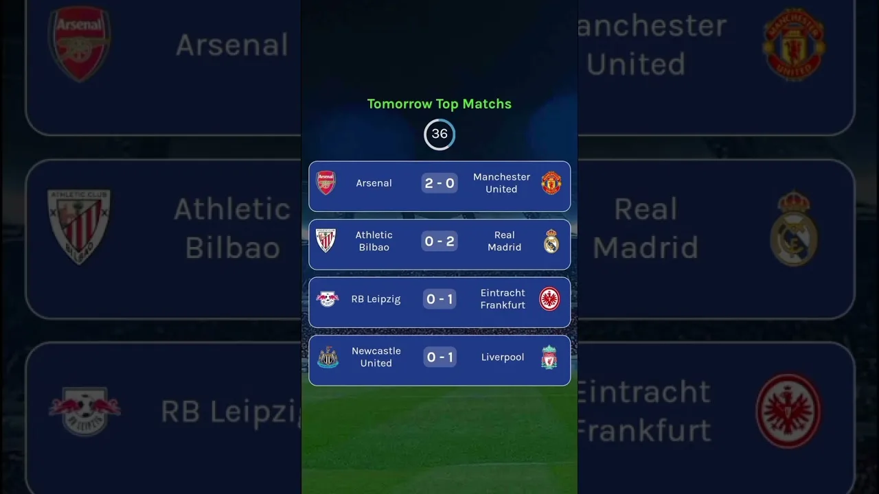 Tomorrow Top Matchs #laliga #bundesliga #premierlegue #shorts