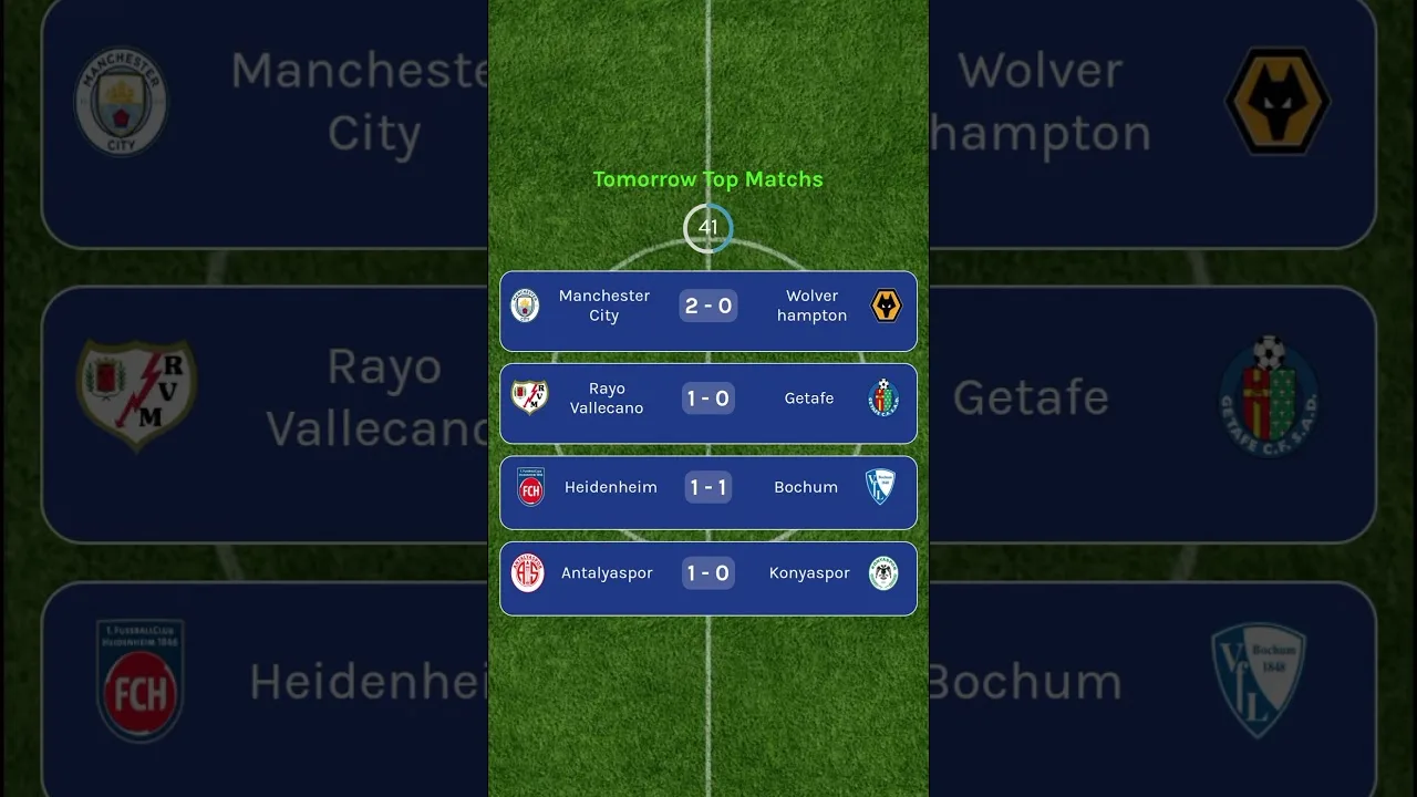 Tomorrow Top Matchs #laliga #premierleague #süperlig #bundesliga #shorts
