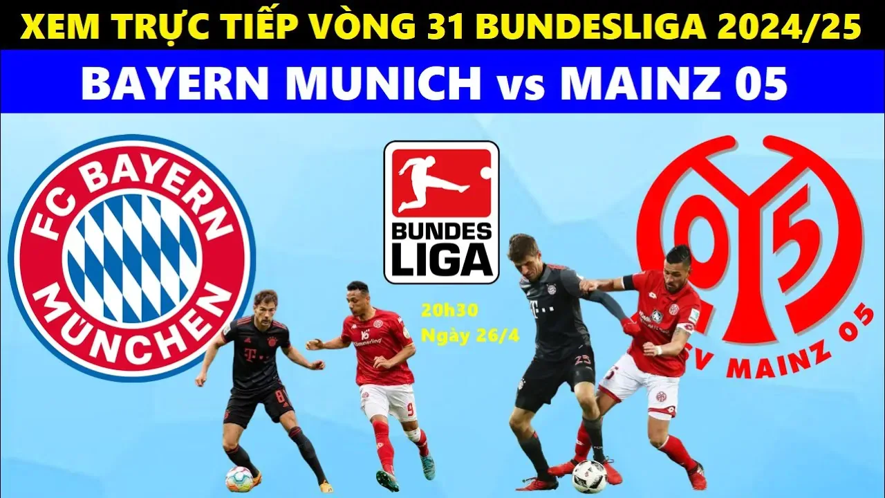 I Bayern Munich vs Mainz 05, 20H30 le 26/4, Round 31 Bundesliga 2024/25, lien pour regarder le football