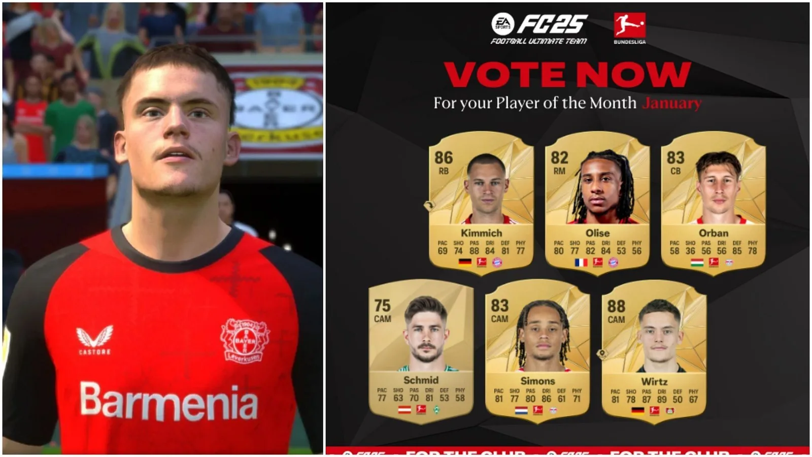 EA FC 25 nominés Bundesliga Potm pour janvier révélé, Kimmich et Wirtz mènent la ligne