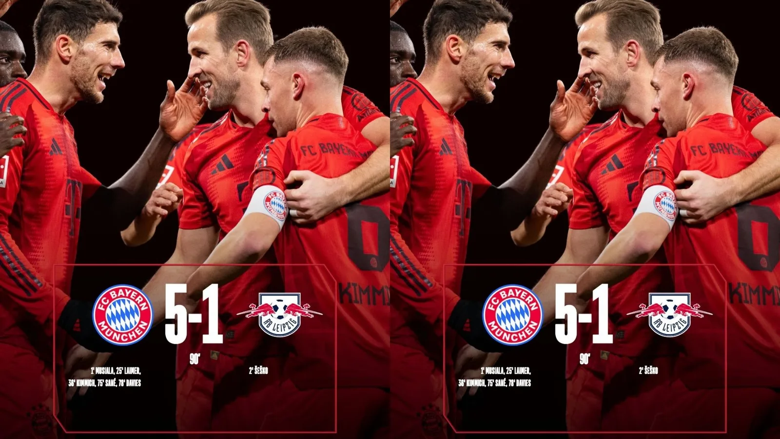Résultats Bayern Munich vs RB Leipzig : Die Roten gagne haut la main !