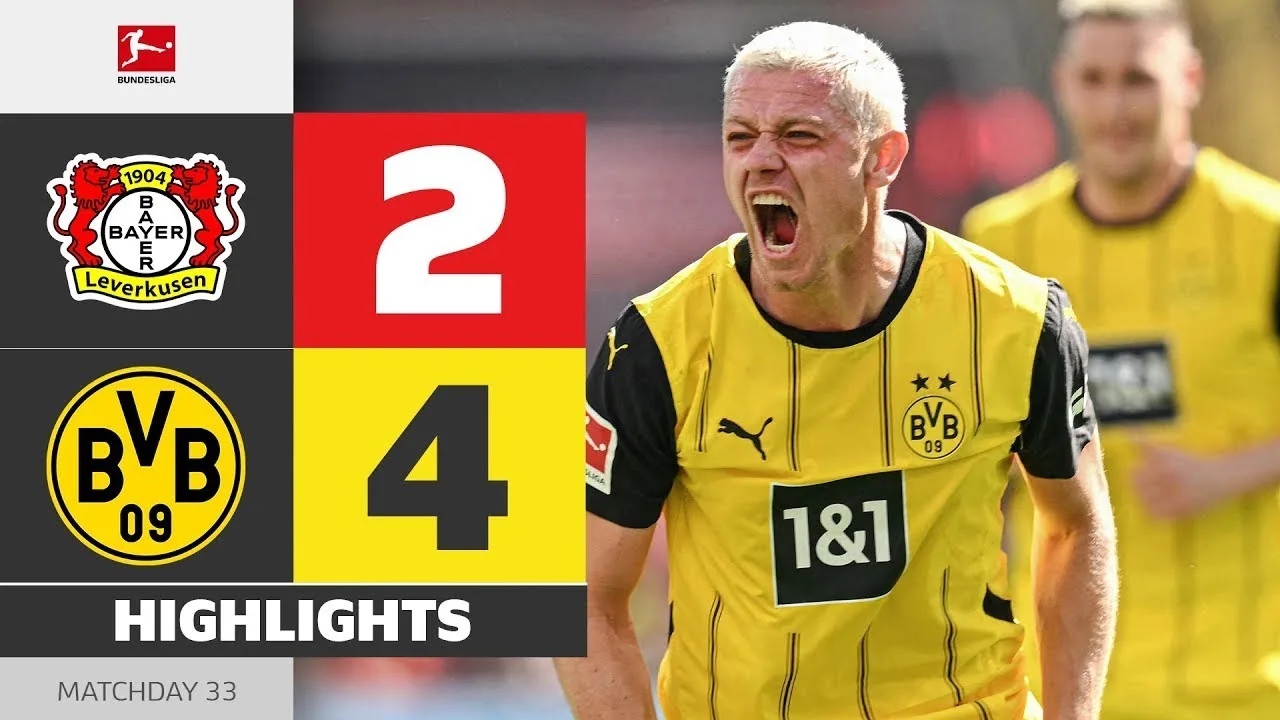Énorme pas vers l’UCL! | Bayer 04 Leverkusen – Borussia Dortmund | Faits saillants | MD 33 – 2024/25