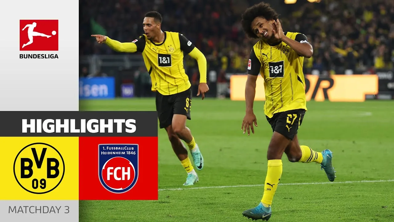Dortmund se classe n°1 ! | Borussia Dortmund – 1. FC Heidenheim 1846 4-2 | Faits saillants | MD 3 – 2024/25