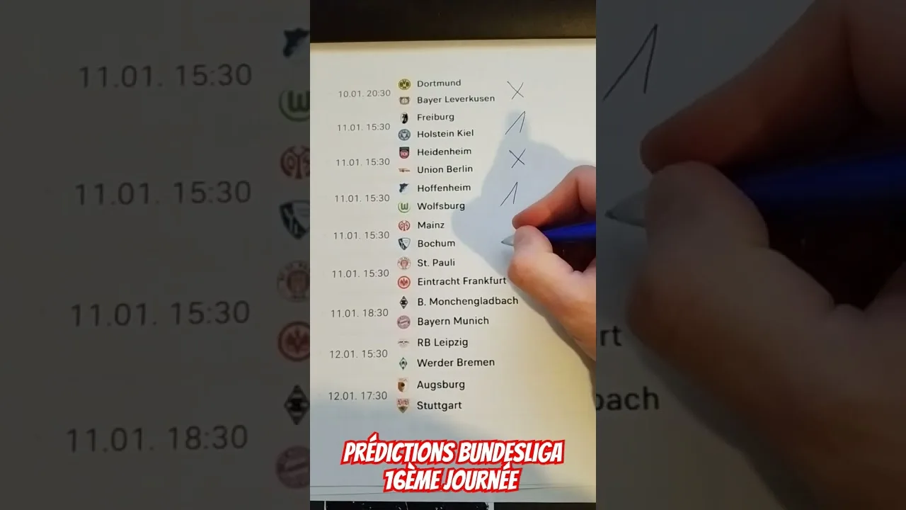 Prédictions Bundesliga Journée 16 #predictions #football #sports #shorts #bundesliga