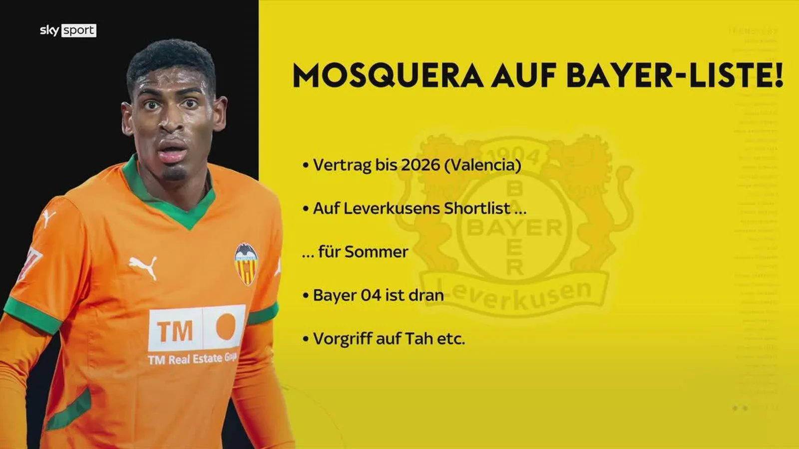 Cristhian Mosquera candidat chaud au Bayer Leverkusen | Actualité du football – Sky Sport
