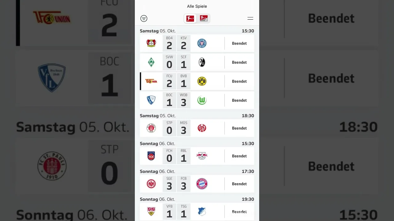 Bundesliga Ergebnisse München Bayern Frankfurt Leipzig Dortmund Bremen Köln Mainz Bochum Stuttgart