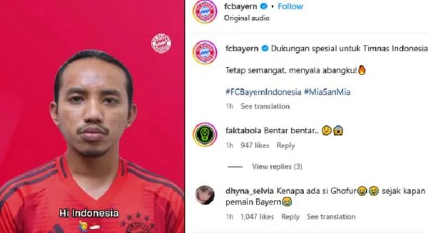 Le joueur viral Bayern Munich soutient l’équipe nationale indonésienne Libas Australie, les internautes nettement focus il y a irfan ghafur