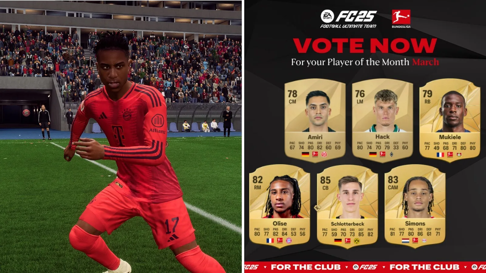 EA FC 25 Bundesliga Potm nominés pour March Revealed, Michael Olise et Xavi Simons ouvrent la voie