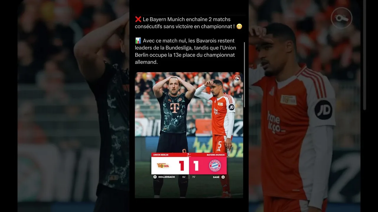 React au 1-1 du Bayern Munich vs Union Berlin #bayernmunich #bundesliga #kane #football #react