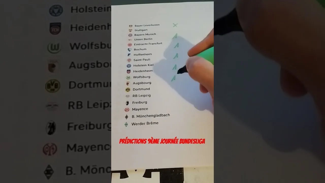 Prédictions 9ème journée Bundesliga