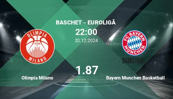 Olimpia Milano vs Bayern Munich Basketball, Ponturi Paris…