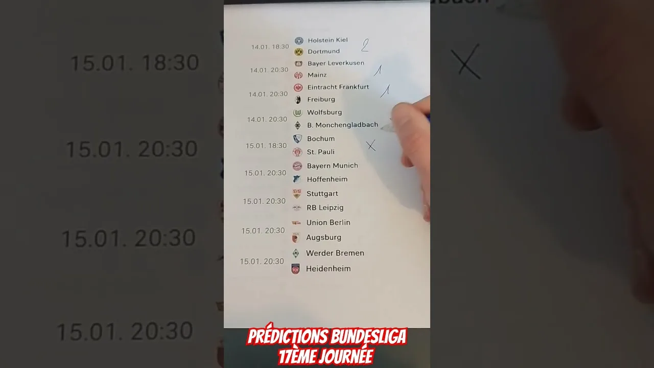 Prédictions Bundesliga Journée 17 #predictions #bundesliga #football #sports #shorts